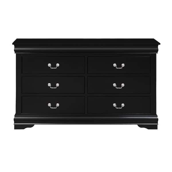 Acme Furniture Louis Philippe 6-Drawer Black Dresser (33H X 15W X 57D)