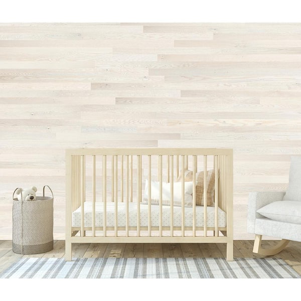 1/8 in. x 3 in. x 12 in. - 42 in. White Oak Peel and Stick Wooden Decorative Wall Paneling (20 sq. ft./Box)