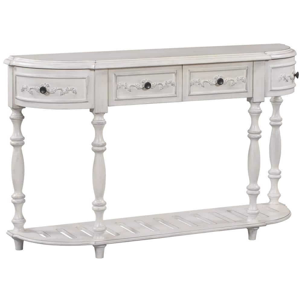 52 in. W x 13 in. D x 33 in. H Bathroom White Linen Cabinet