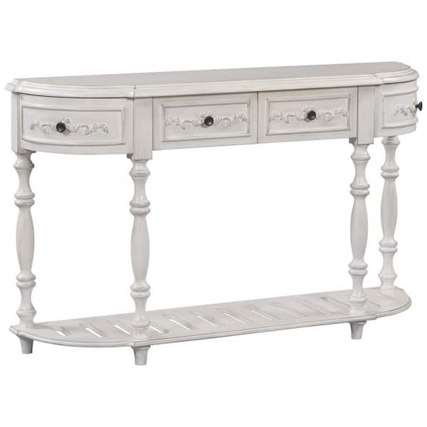 Unbranded 52 in. W x 13 in. D x 33 in. H Bathroom White Linen Cabinet