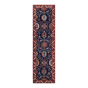 Serapi One-of-a-Kind Traditional Blue 3 ft. x 10 ft. Runner Hand Knotted Tribal Area Rug