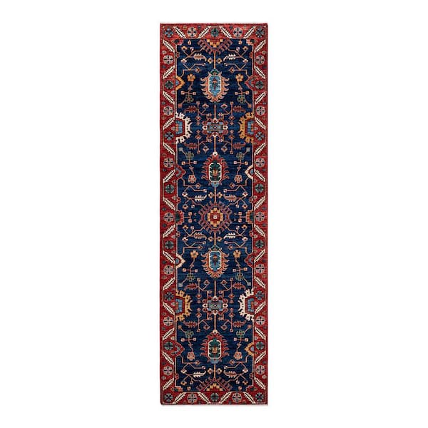 Solo Rugs Serapi One-of-a-Kind Traditional Blue 3 ft. x 10 ft. Runner Hand Knotted Tribal Area Rug