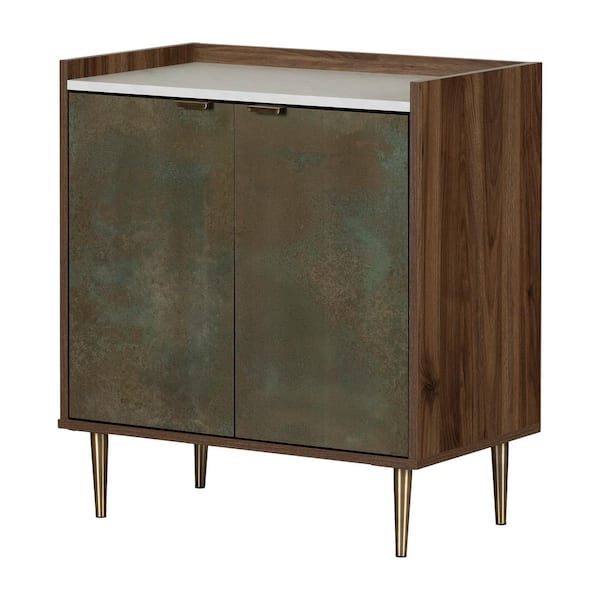 South Shore Maliza Storage Cabinet, Natural Walnut and Oxide Brown