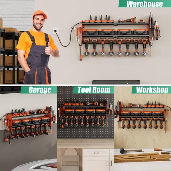 Power Tool Organizer- Drill Wall Mount with Charging Station