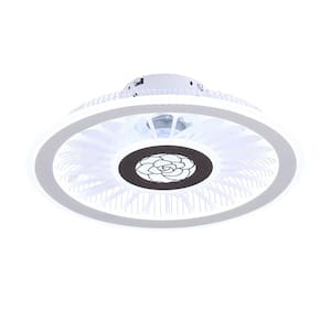 18 in. White Modern Simple Style Indoor Integrated LED Semi Flush Mount Ceiling Fan with Remote Control
