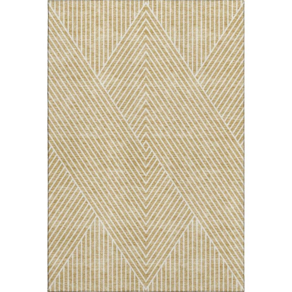 Mayfield Premium Machine Washable Abstract AMF937 Gold 8 ft. x 10 ft. Area Rug