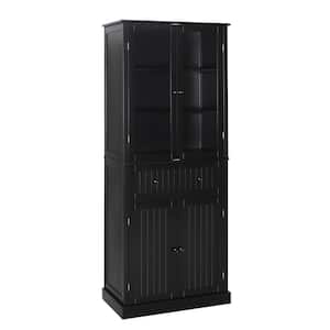 72 in. H Black Kitchen Storage Pantry Cabinet Closet with Doors and Adjustable Shelves