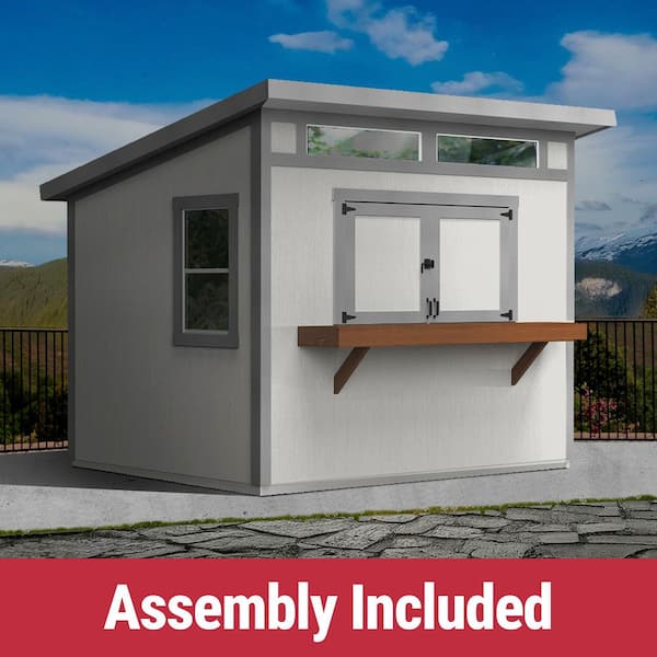 Professionally Assembled Key West 10 ft. x 8 ft Wood Garden Bar Party Shed-2 Countertops-Black Shingle (80 sq. ft.)