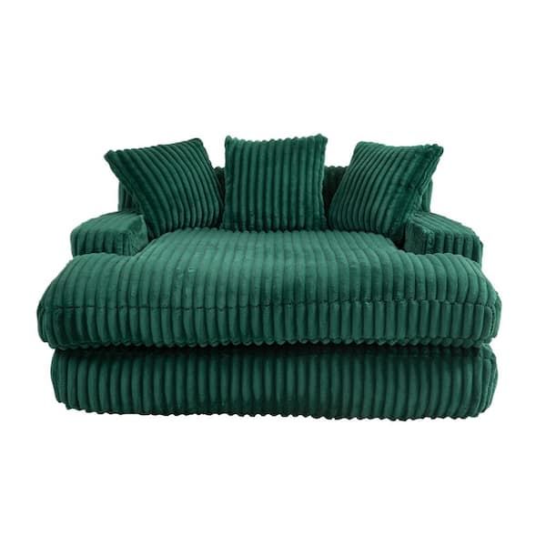 JUJABU 52 in. Emerald Corduroy Polyester 2-Seater Loveseat