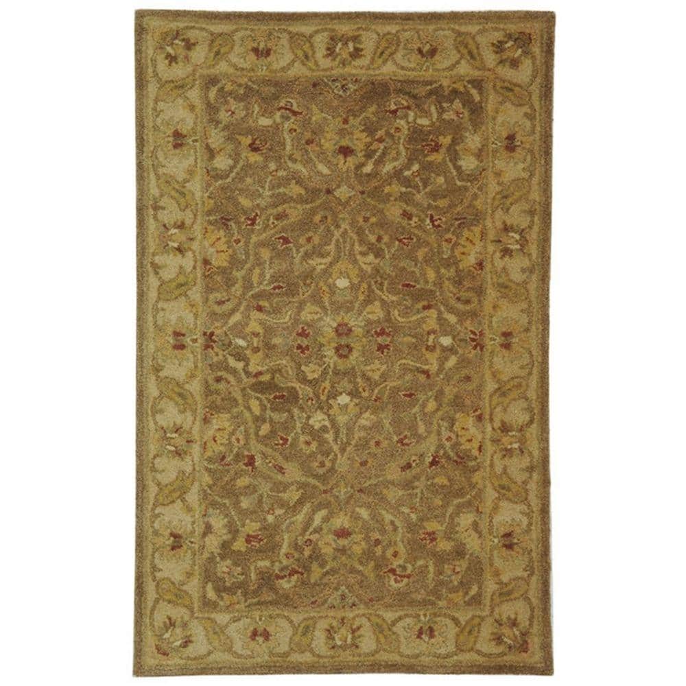 Heirloom Elegance Hand-Tufted Wool Area Rug in Brown and Gold, 3' x 5'