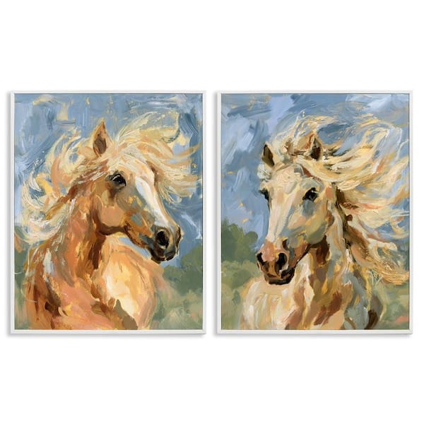 Windblown Manes Horses by Victoria Barnes 2 Pieces White Framed Animal Giclee Art Print 30 in. x 24 in.