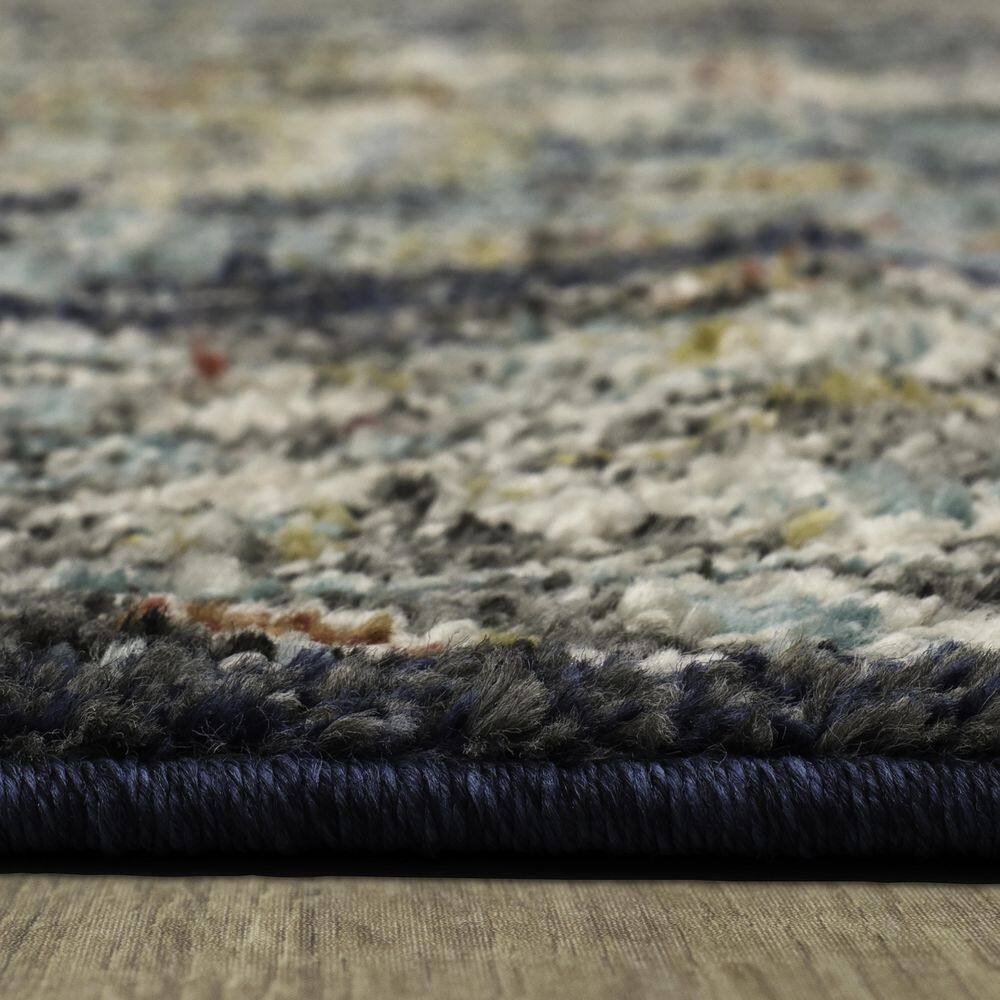 Dellen Teal Blue Synthetic Medallion Rectangular Area Rug