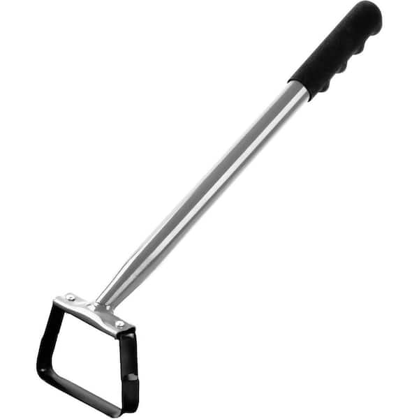 Oyezvary Mini Action Hoe for Weeding with 14 in. Scuffle Loop Stirrup Design, Durable Metal Handle, Cushioned Grip, Grey