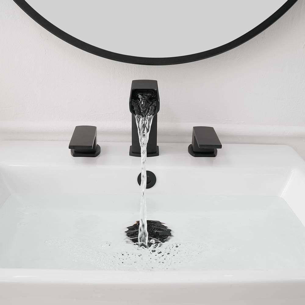 Matte Black Stainless Steel Waterfall Double-Handle Faucet Set