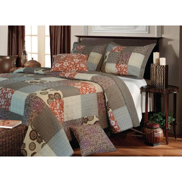 Greenland Home Fashions Stella 3-Piece Multicolored Full and Queen Quilt Set