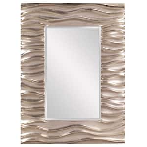 Medium Rectangle Silver Beveled Glass Contemporary Mirror (39 in. H x 31 in. W)