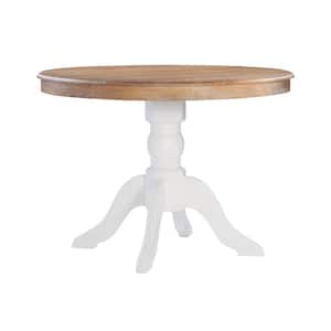 Rockhill White and Natural Wood 42 in. Pedestal Dining Table Seats 4