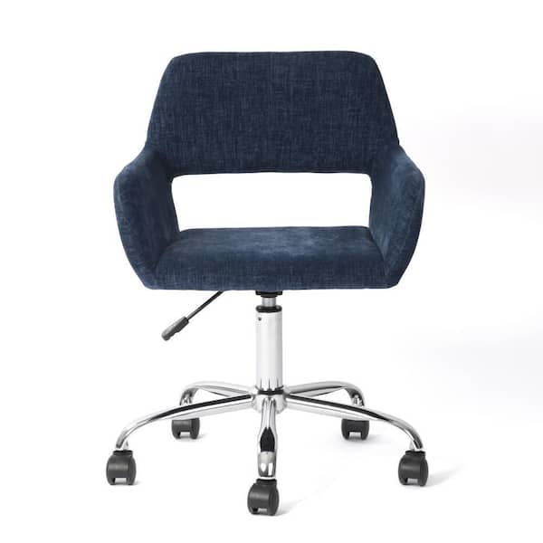 Rokd Blue Velvet Adjustable Height Teenager Chair-Ergonomic Swivel Desk Chair for Kids, Compact Design for Study