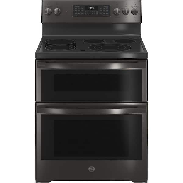 GE Profile 30 in. 5 Element Smart Freestanding Double Oven Electric Range in Black Stainless with Convection and Air Fry