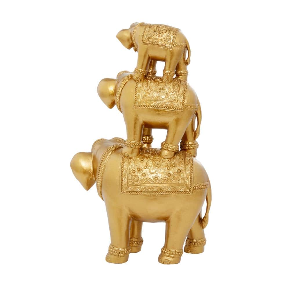 Elegant Gold Resin Elephant Sculpture 23" x 10" x 15"
