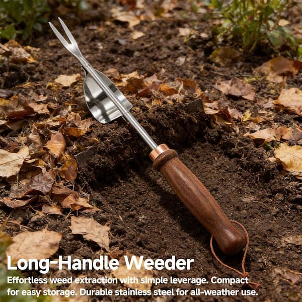 Misopily 4 Piece Garden Tool Set with Wooden Handles Shovel Rake