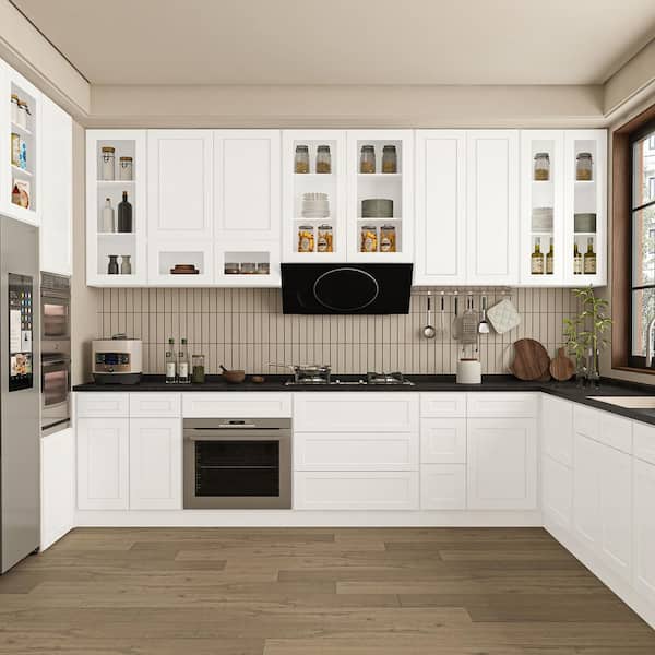 Hausvita 30 in. W x 12 in. D x 36 in. H in Shaker White Plywood