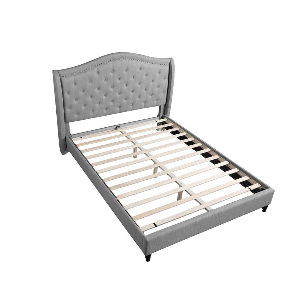 Kaiser Grey King Upholstered Tufted Platform Bed