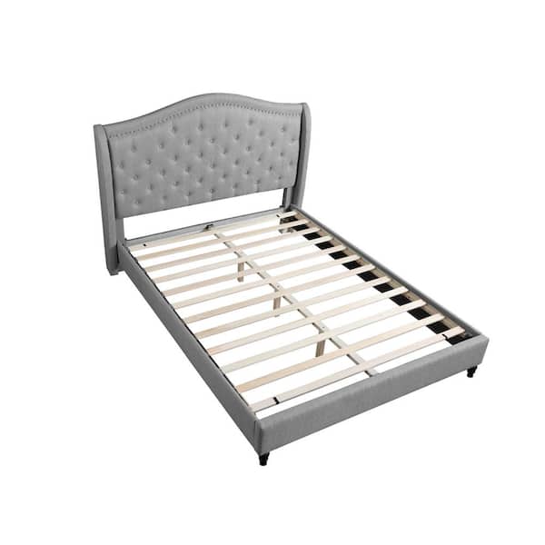 Unbranded Kaiser Grey Queen Upholstered Tufted Platform Bed