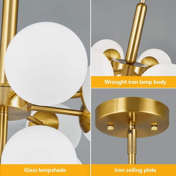 ZHLWIN Home Lighting 40w 13Light 24. 81in Modern Gold Glass Semi