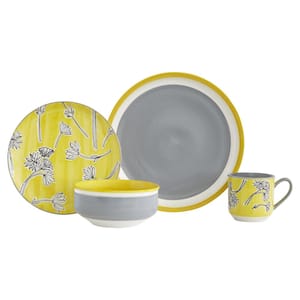 Couleur Yellow Stoneware 16-Piece Dinnerware Set with Service for 4