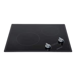 Glacier Series 21 in. Radiant Electric Cooktop in Black with Silver Knobs with 2 Elements 120-Volt