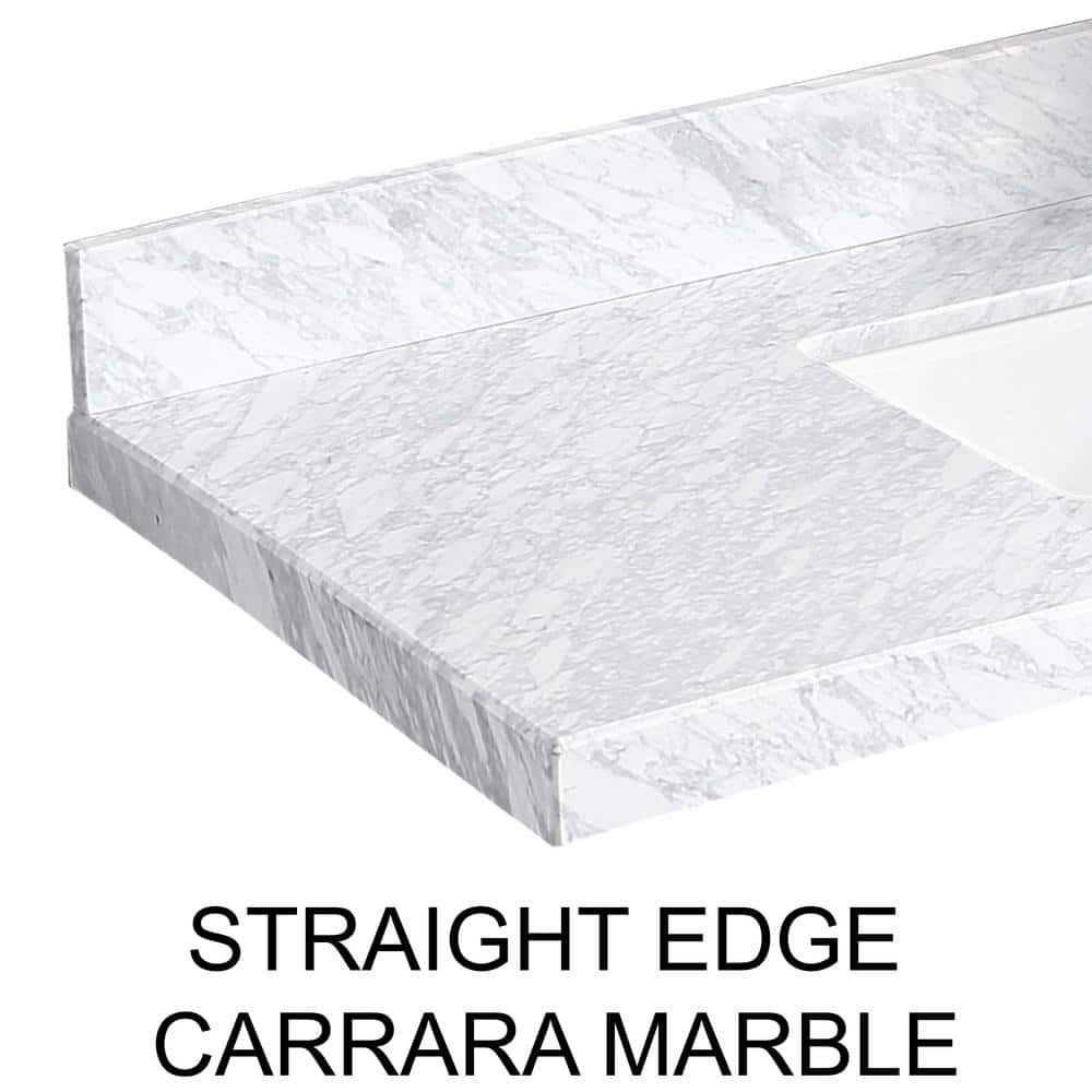 Malibu 84" White Solid Wood Double Sink Vanity with Carrara Marble Top