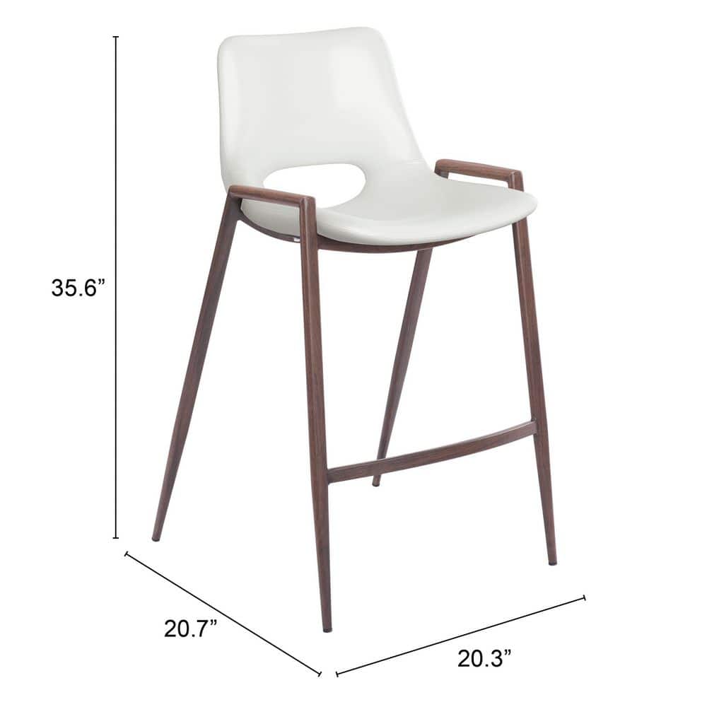 Chair dimensions and size reference for the white counter chair.