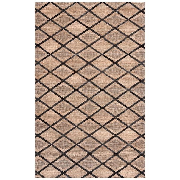 Natural Fiber 4 ft. x 6 ft. Natural/Black Geometric Diamond Area Rug
