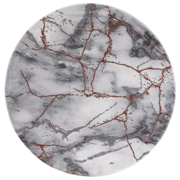 SAFAVIEH Craft Gray/Brown 5 ft. x 5 ft. Distressed Abstract Round Area Rug