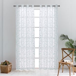 Joy Sheer Curtain 52in.Wx120in.L in Turquoise
