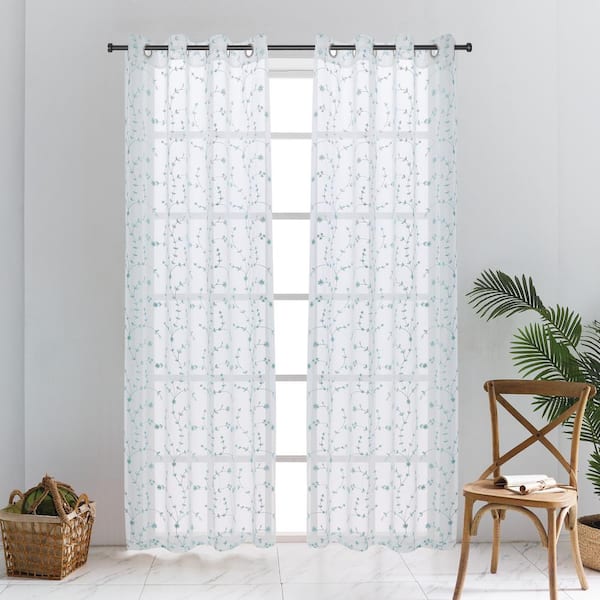 Lyndale Decor Joy Sheer Curtain 52in.Wx54in.L in Turquoise