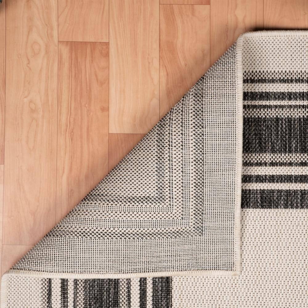 White Geometric Flat Woven Synthetic 5' x 7' Area Rug