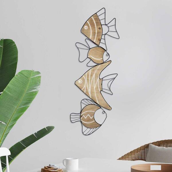 Handmade Coastal Fish Metal Wall Art Decor - Indoor/Outdoor Hanging  Sculpture for Ocean Theme, Home & Office, Housewarming Gift