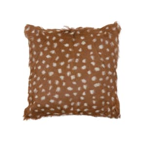 Brown, White Animal Print Spots Polyester 16 in. x 16 in. Throw Pillow with Spots