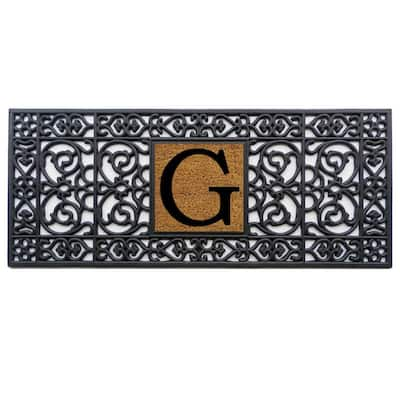 Ameile Cabana Stripe Monogrammed Coco Door Mat - Green, G, 36 x