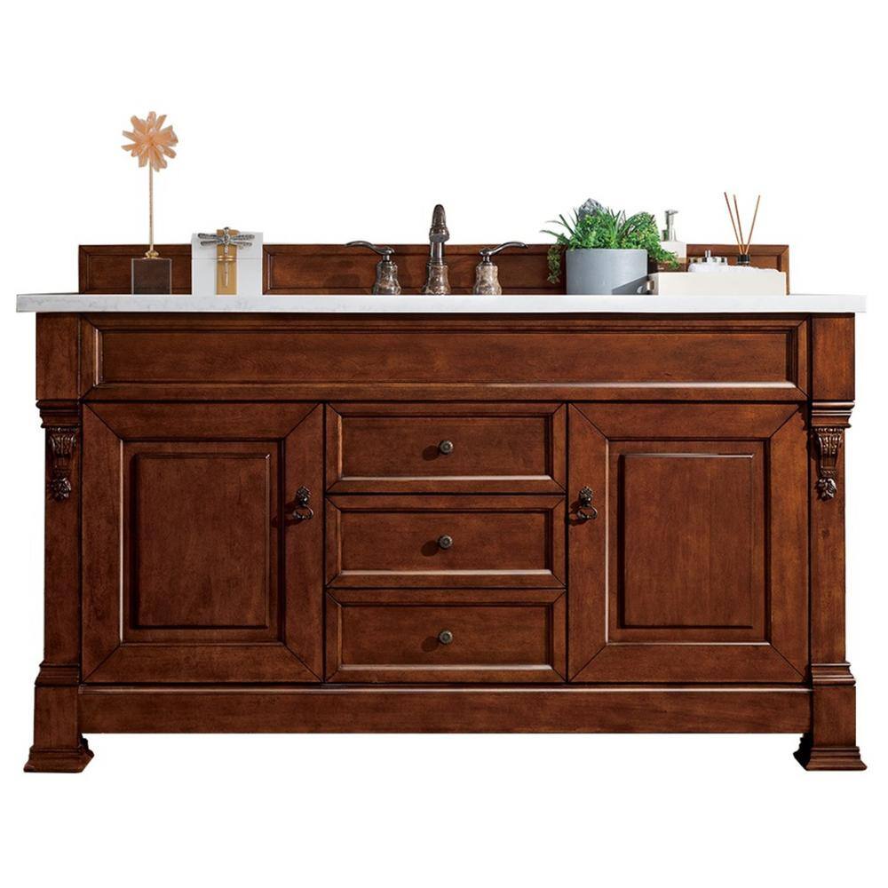 Brookfield 60 in. W x 23.5 in. D x 34.3 in. H Bathroom Vanity in Warm Cherr