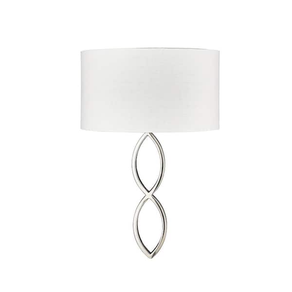 Rylee 12.8 in. 1-Light Brushed Nickel Sconce Linen