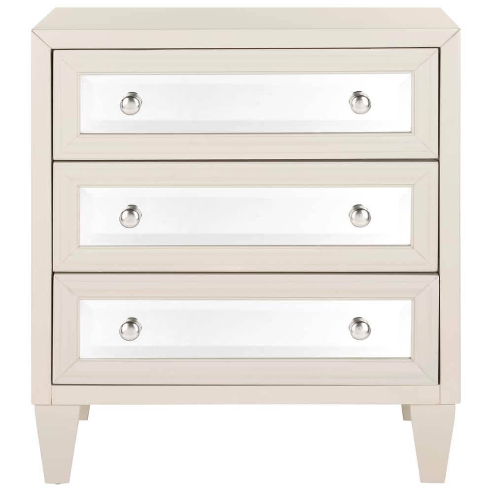 Gray Mirrored 3-Drawer Transitional Chest