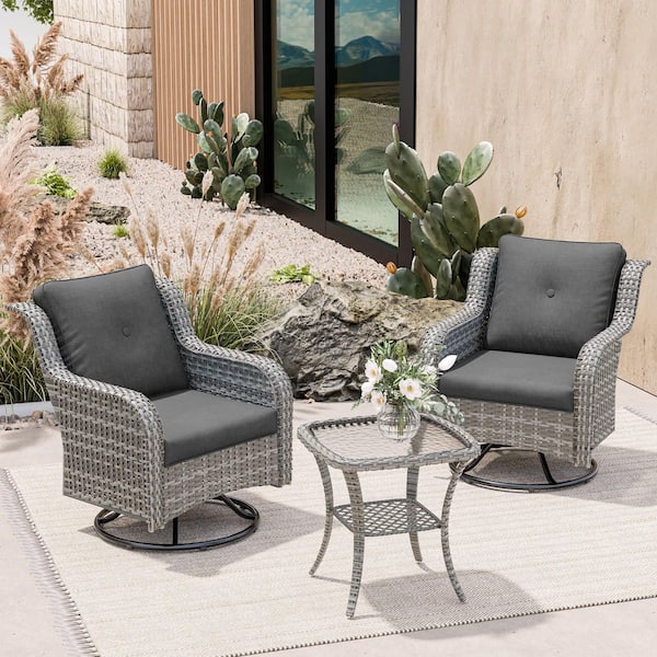 3-Piece Outdoor Seating Group With Gray Cushions-Oversize