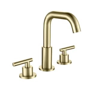8 in. Widespread 2-Handle Mid-Arc Bathroom Faucet in Brushed Gold