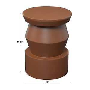 Allen 14 in. Terracotta Brown Wood Round End/Side Table