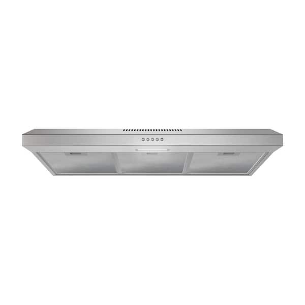 36 in. 80 CFM Arezzo Convertible Under Cabinet Range Hood in Brushed Steel, Mesh Filters, Push Button Control, LED Light