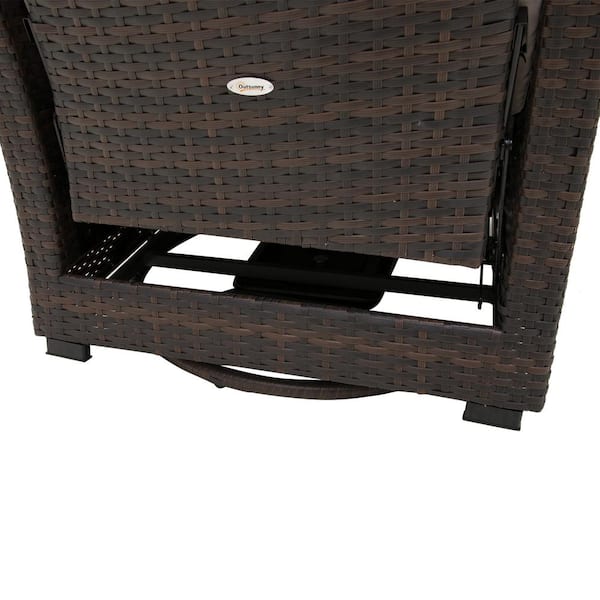 outsunny reclining pe rattan wicker patio lounge chair