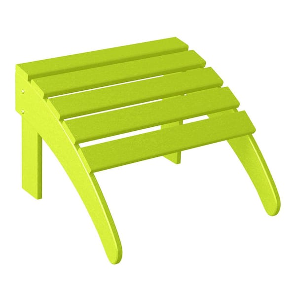 WESTIN OUTDOOR District Lime Plastic Outdoor Adirondack Chair Folding Ottoman